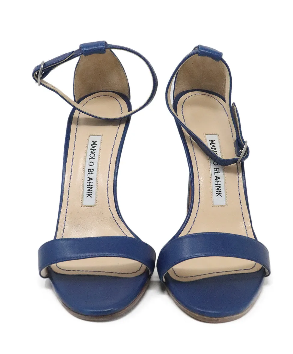 Manolo Blahnik Blue Leather Heels sz 7