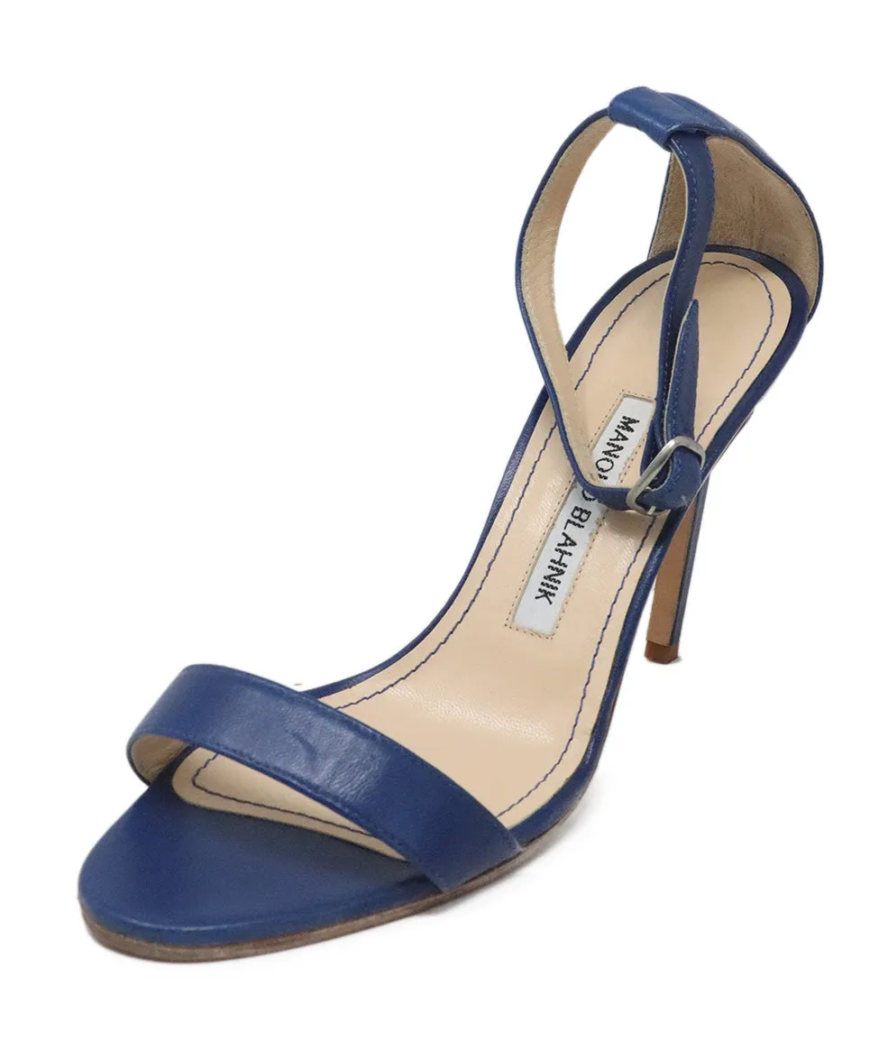 Manolo Blahnik Blue Leather Heels sz 7