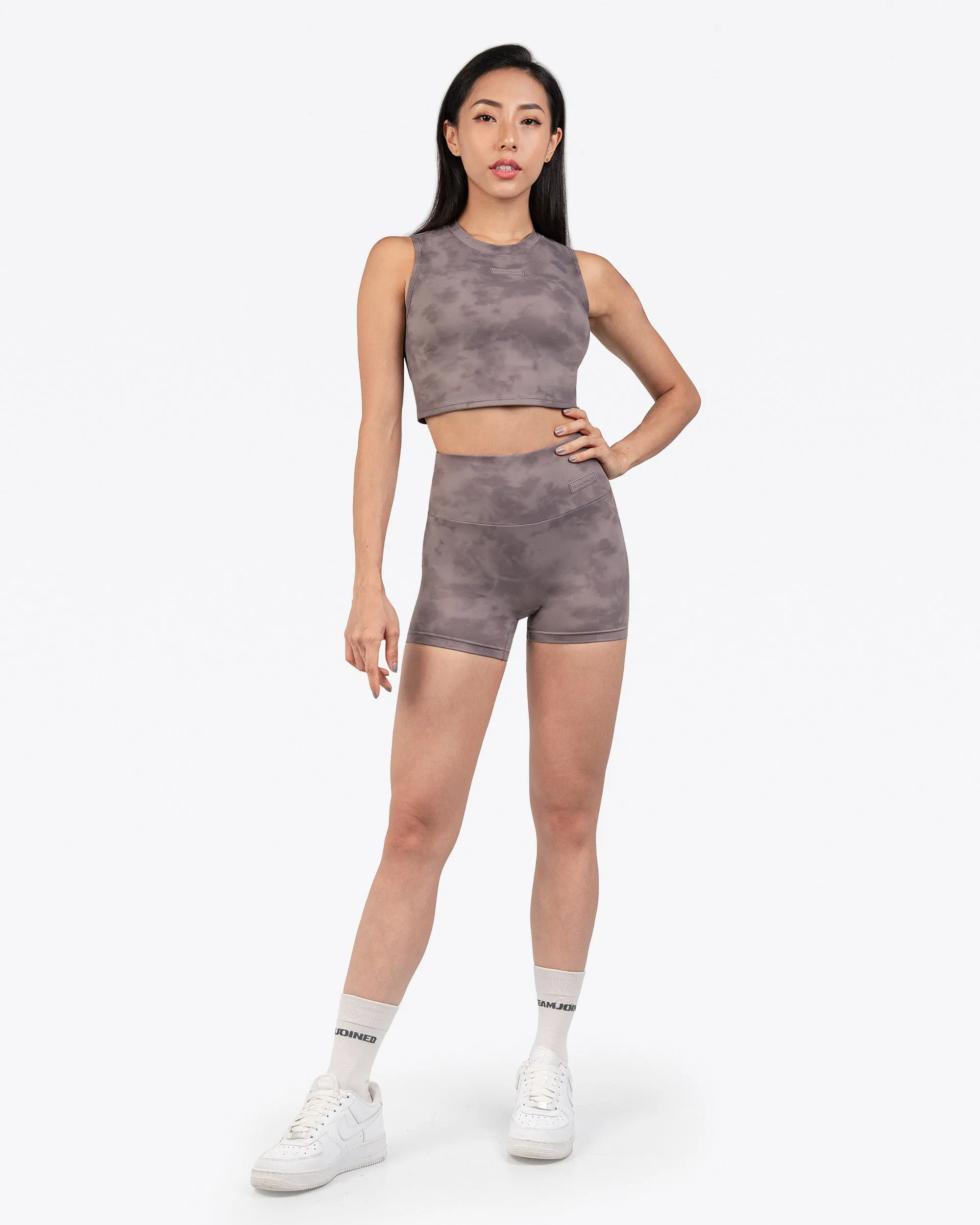 Marble High-Waist Fitted Shorts