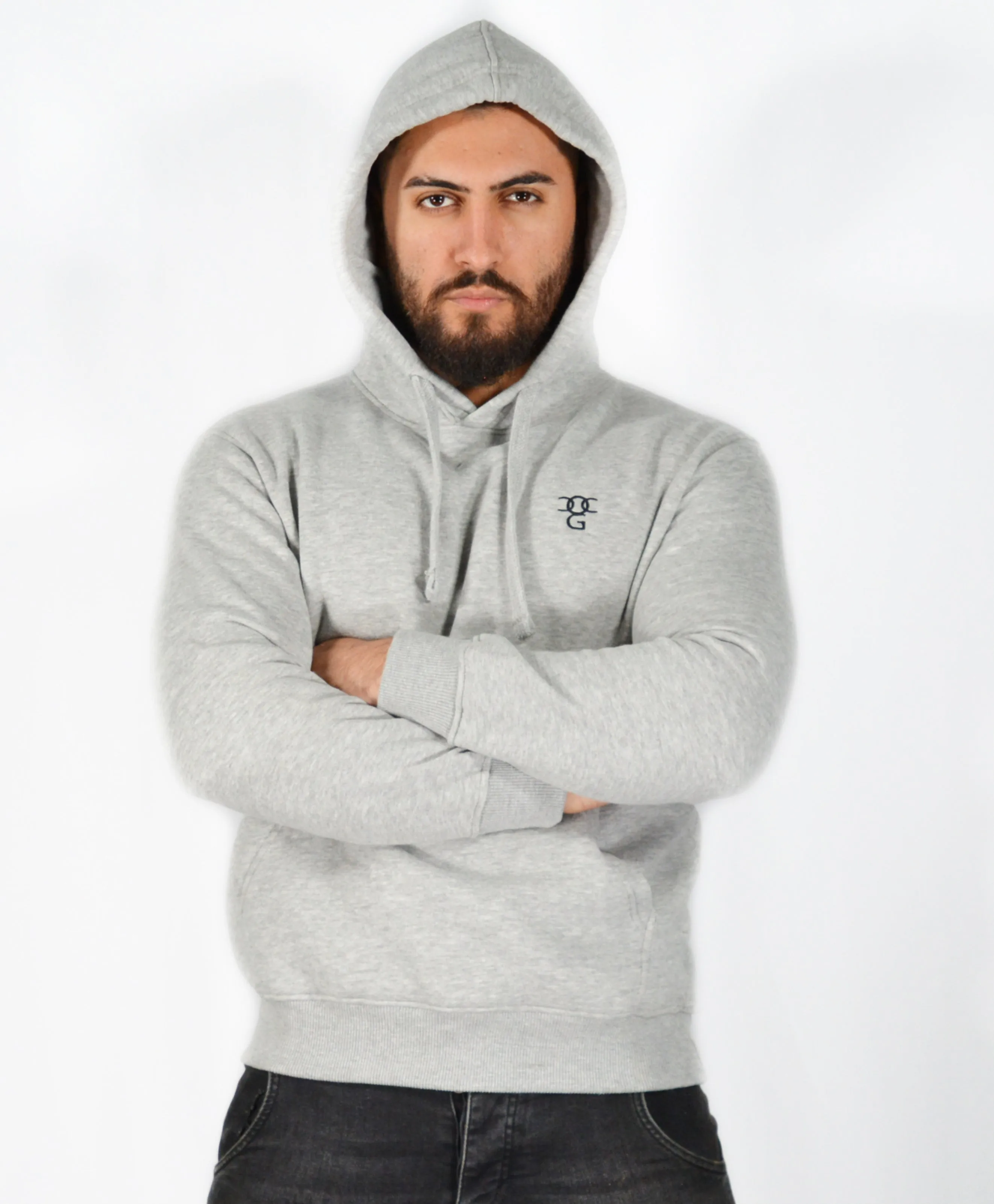 Mens O.G. Symbol Light Grey Pullover Hooded Top