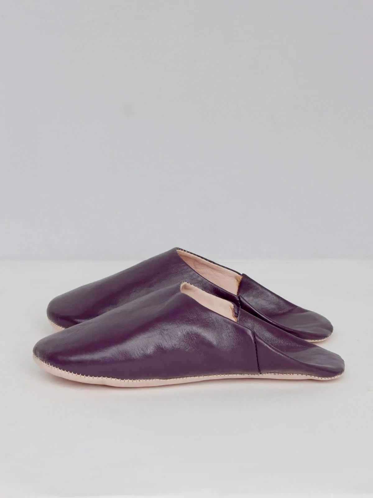 Moroccan Babouche Basic Slippers, Plum