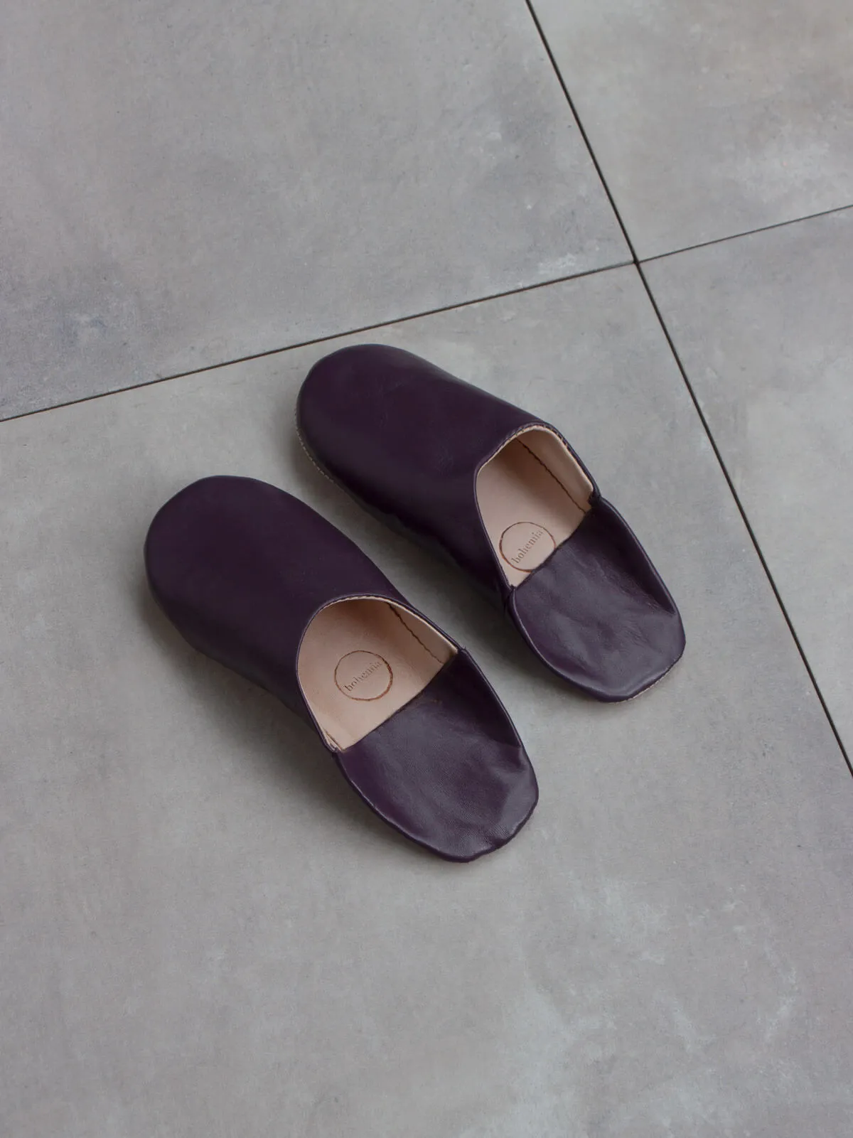 Moroccan Babouche Basic Slippers, Plum