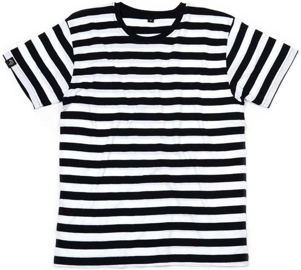 MTS M109 ― Weiches Unisex Stripy Bio-Baumwolle T-Shirt - Schwarz / Weiß