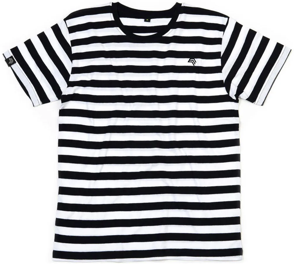 MTS M109 ― Weiches Unisex Stripy Bio-Baumwolle T-Shirt - Schwarz / Weiß