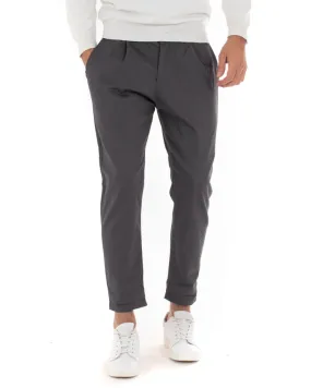 Pantaloni Uomo Pantalaccio Cotone Mezza Molla Casual Comodo Tinta Unita Grigio GIOSAL-P5038A