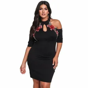 Plus size cold shoulder bodycon dress