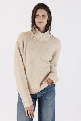 RAEGEN MOCKNECK SWEATER WITH STITCH DETAIL - LYLA LUXE