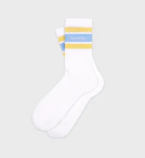 Serif Logo Socks - White/Almond/China Blue