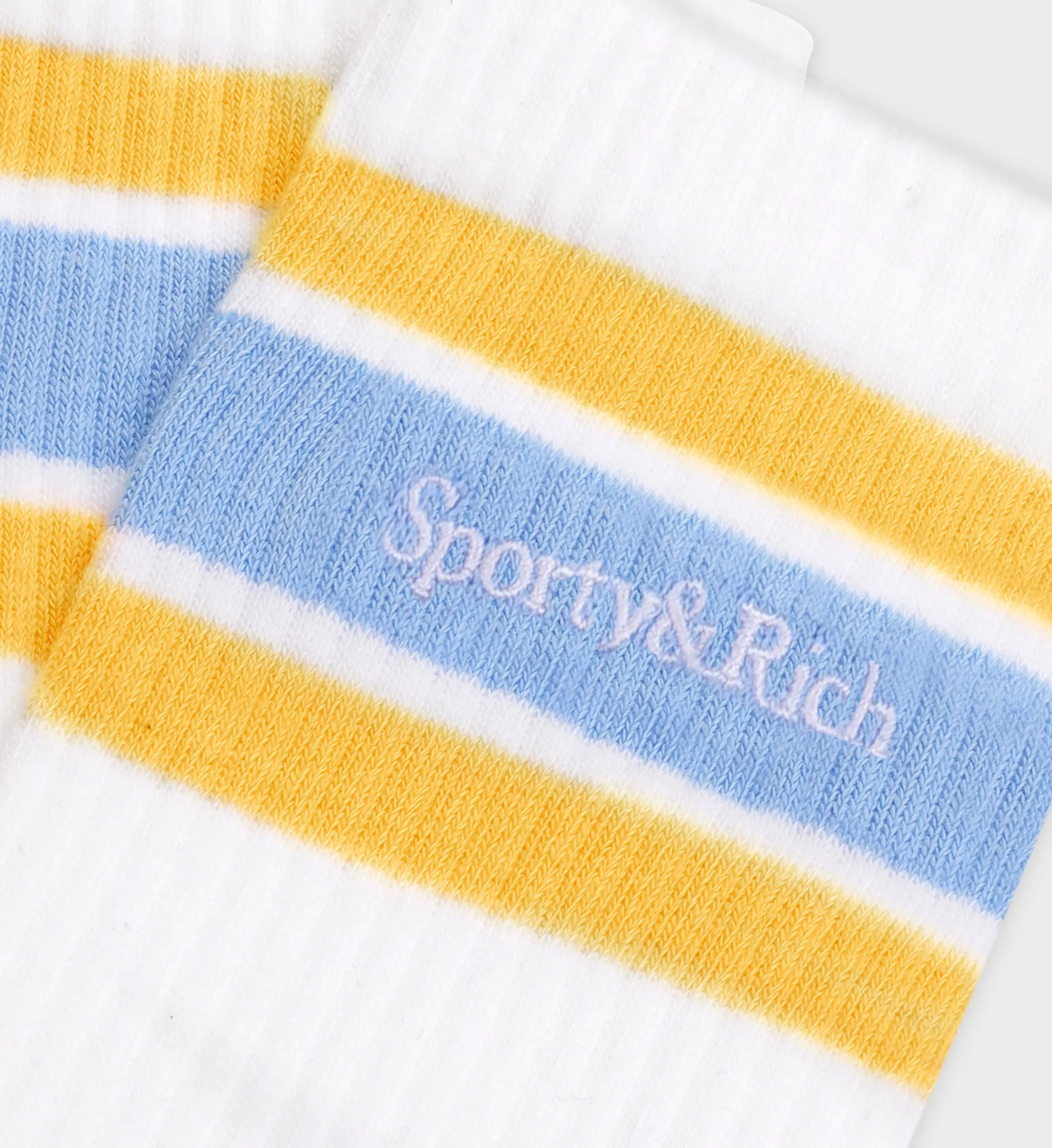 Serif Logo Socks - White/Almond/China Blue