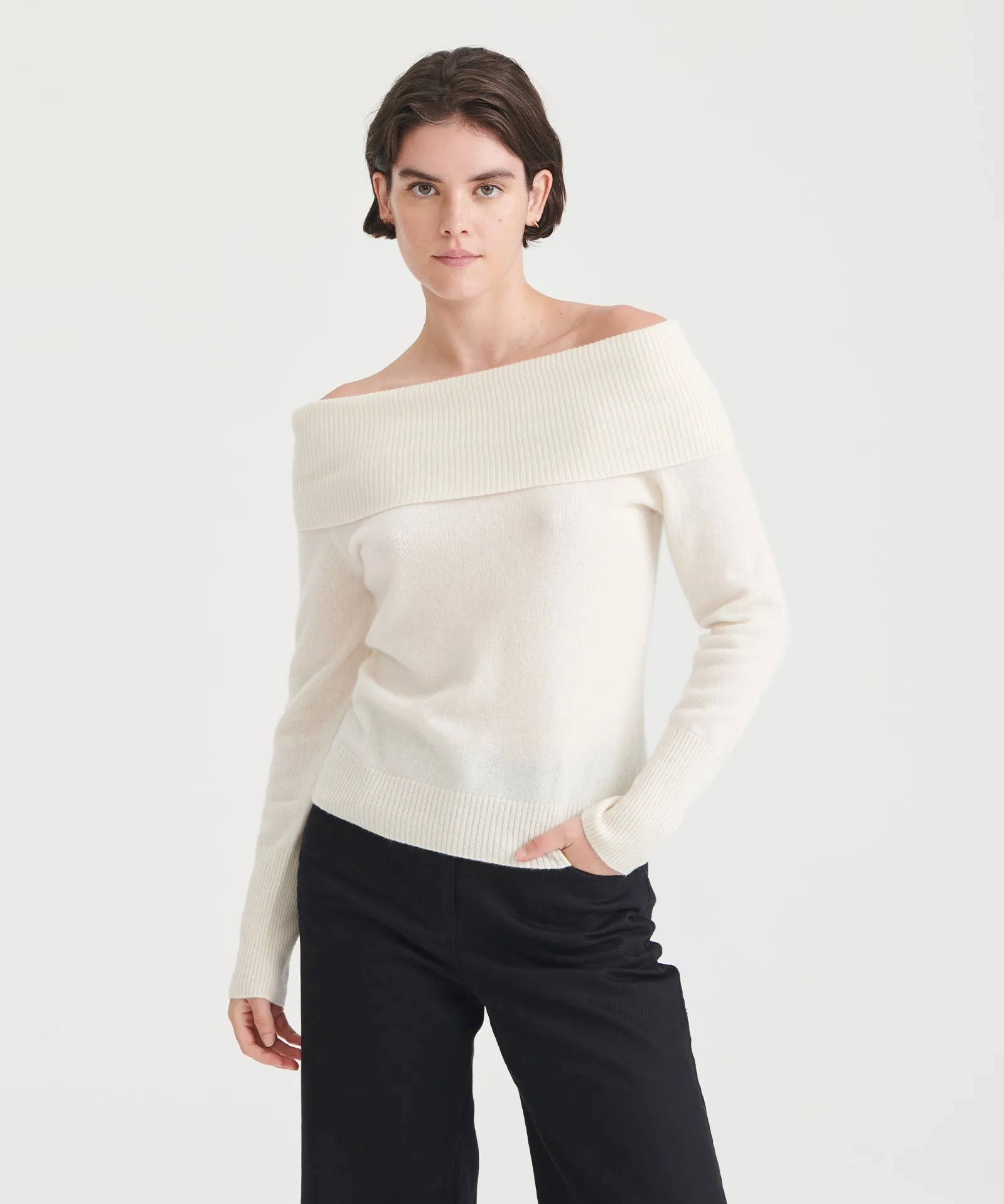 Signature Cashmere Off The Shoulder Sweater