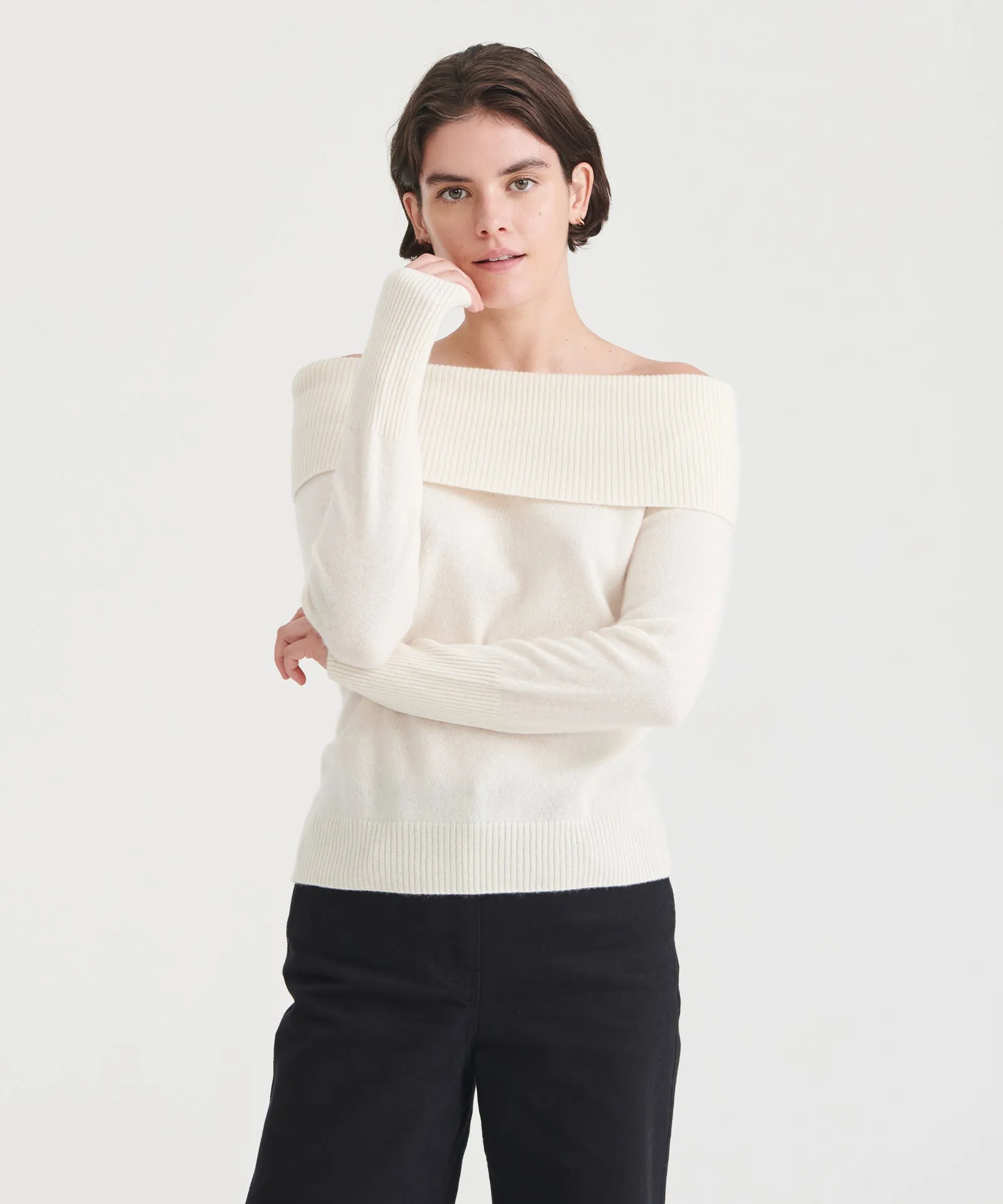 Signature Cashmere Off The Shoulder Sweater