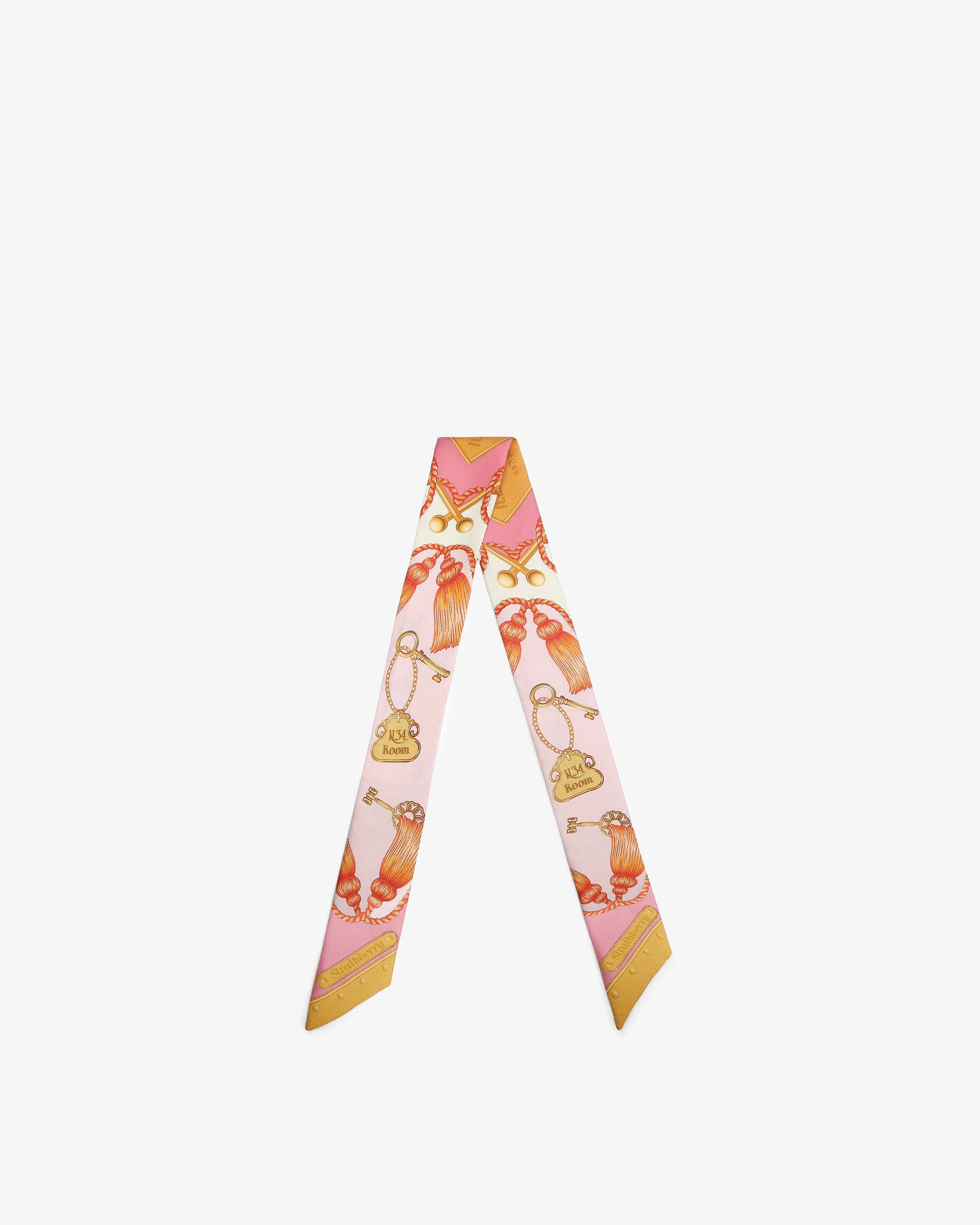 Silk Skinny Scarf - Key Print Pink