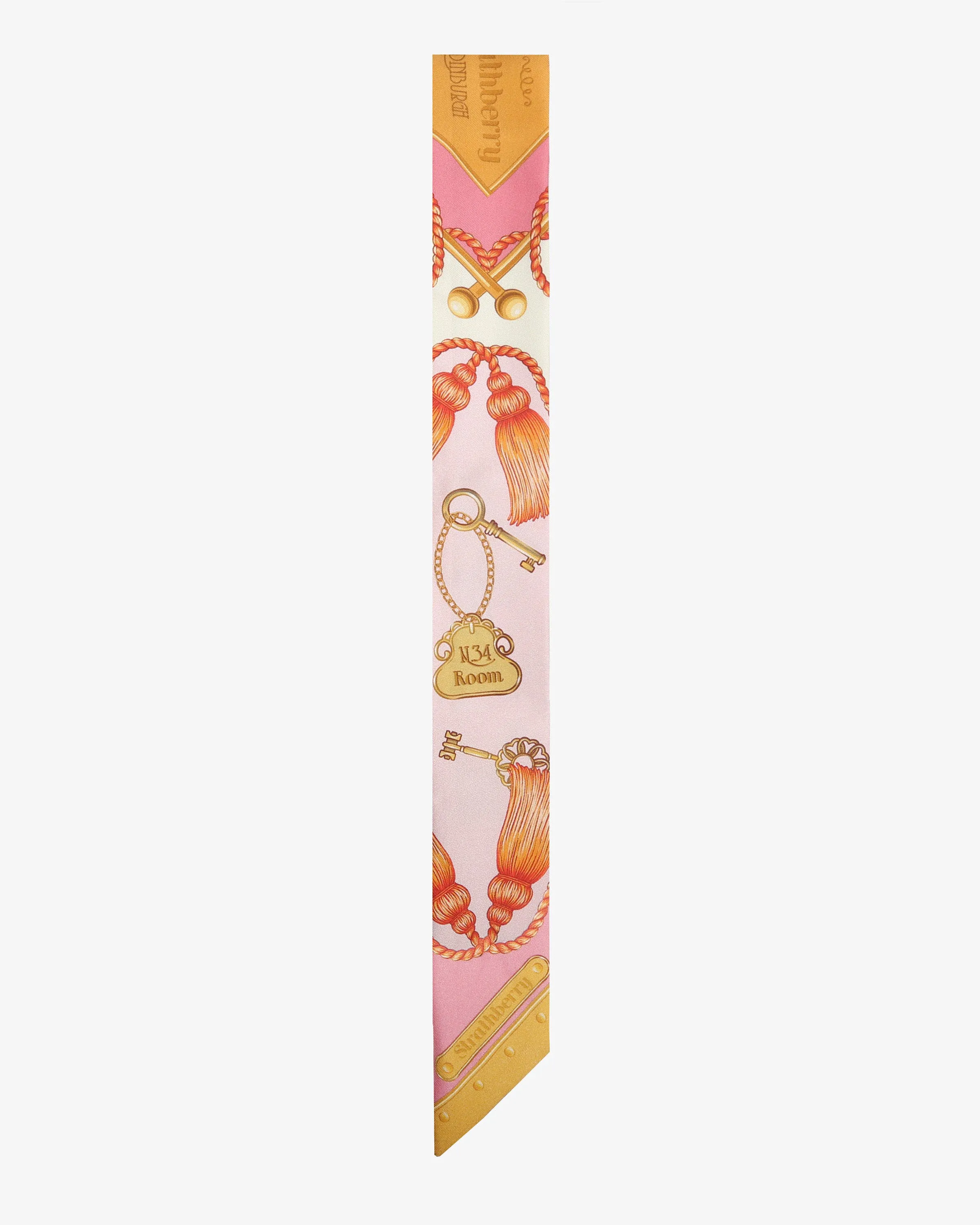 Silk Skinny Scarf - Key Print Pink