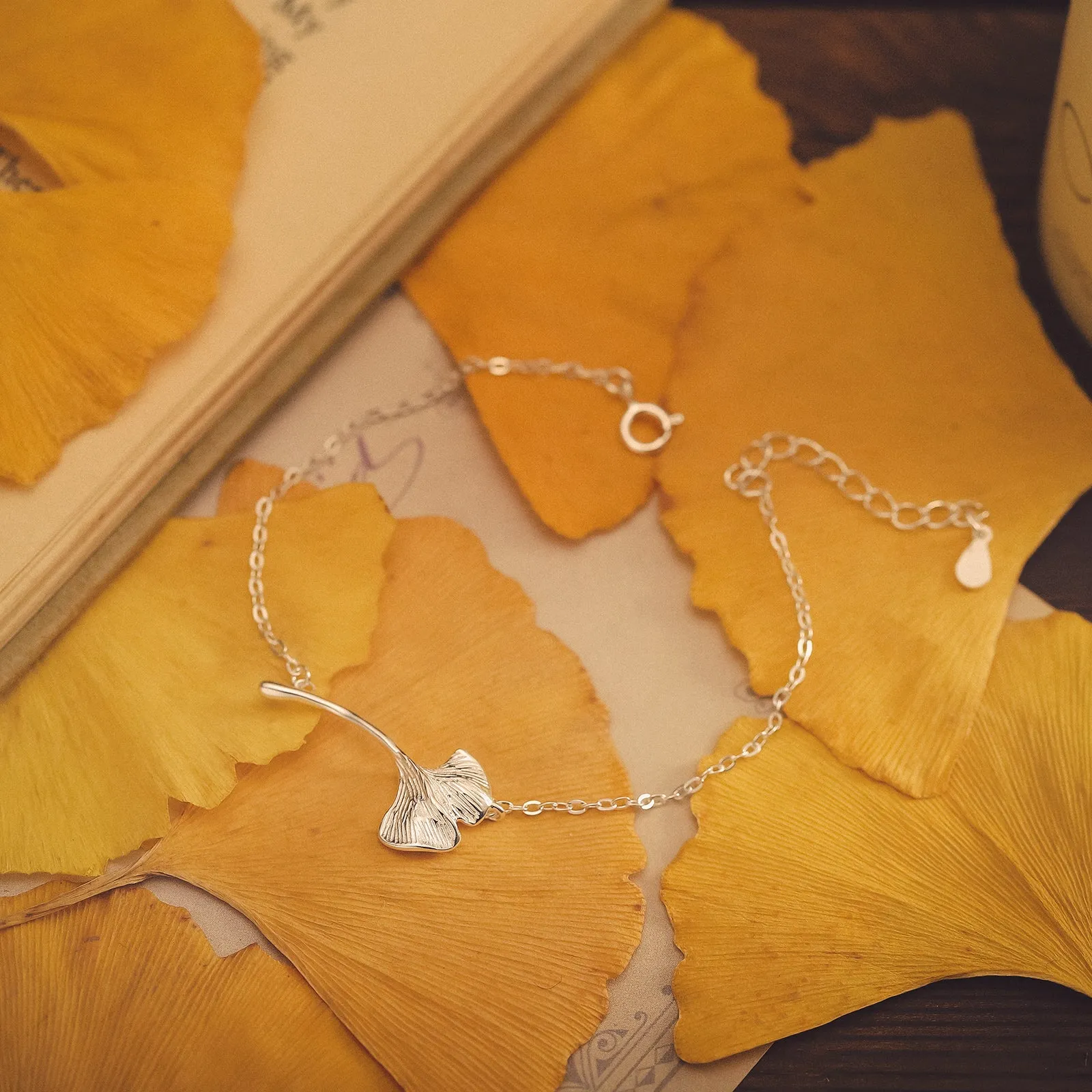 Silver Ginkgo Leaf Bracelet