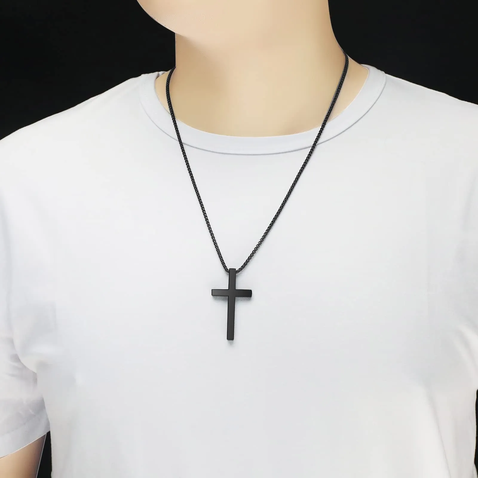 Stainless Steel Cross Necklace for Men Inspirational Bible Verse Cross Pendant Christian Jewelry