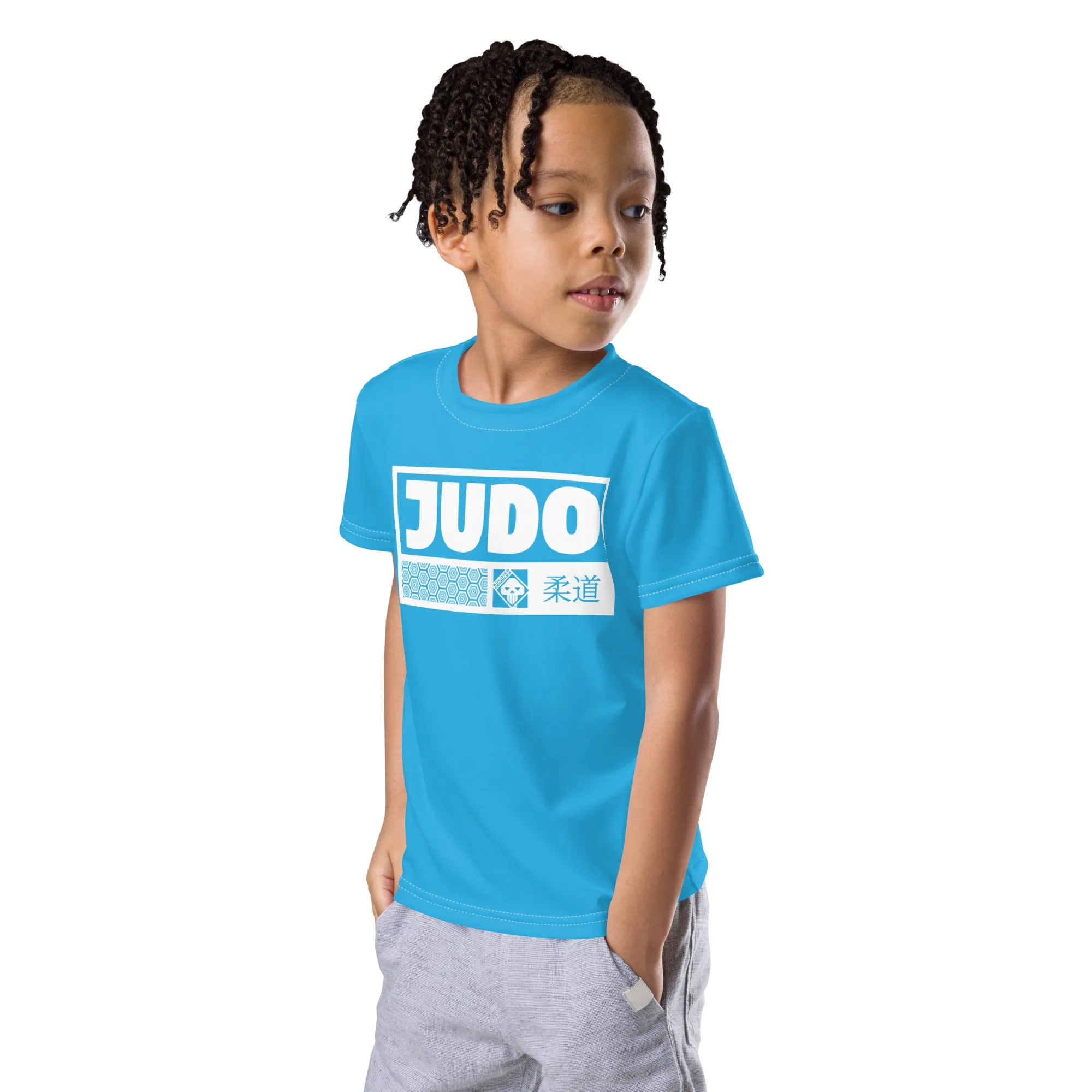 Summer Adventure: Boy's Short Sleeve Judo Rash Guard - Cyan