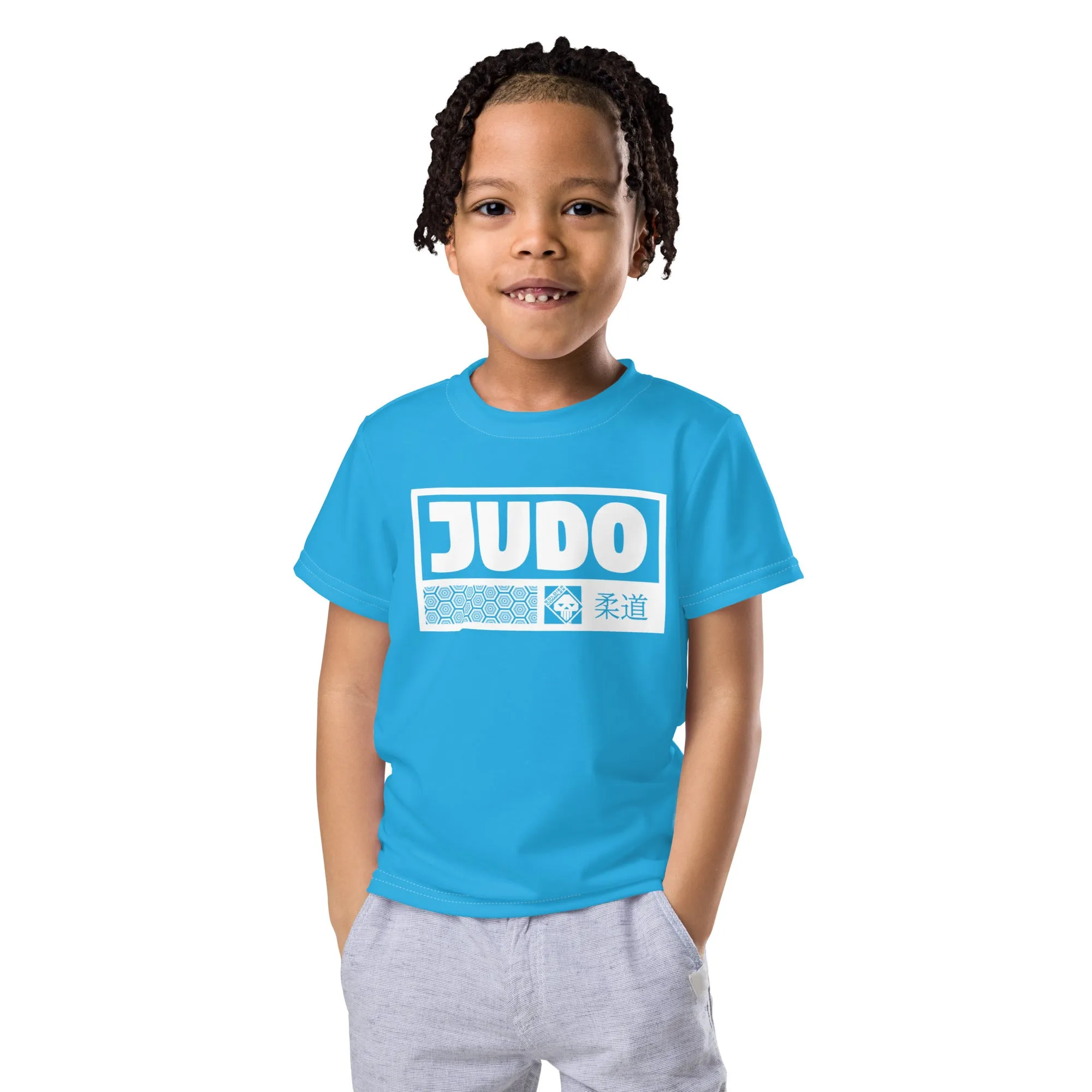 Summer Adventure: Boy's Short Sleeve Judo Rash Guard - Cyan