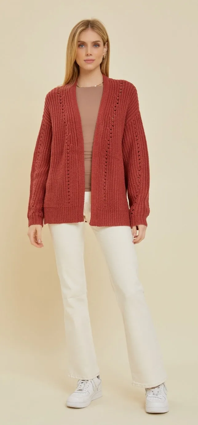 Thick Cable Knit Short Cardigan