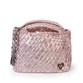 Tiny Mini Woven Tote - Metallic Pink