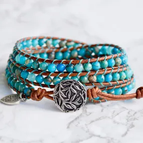 Turquoise Jasper 3 Layer Wrap Bracelet