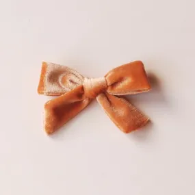 Velveteen Velvet Bow Children's Hair Clips - Golden