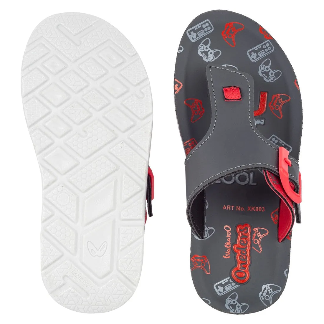 Walkaroo Kids Printed Thong Sandals  - XK803 Red